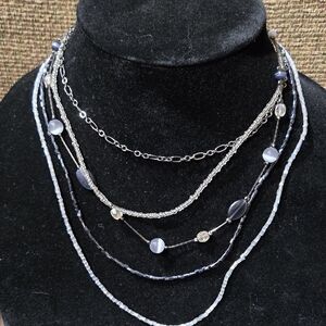 Maurices Elegant Silver and Black Layered Necklace